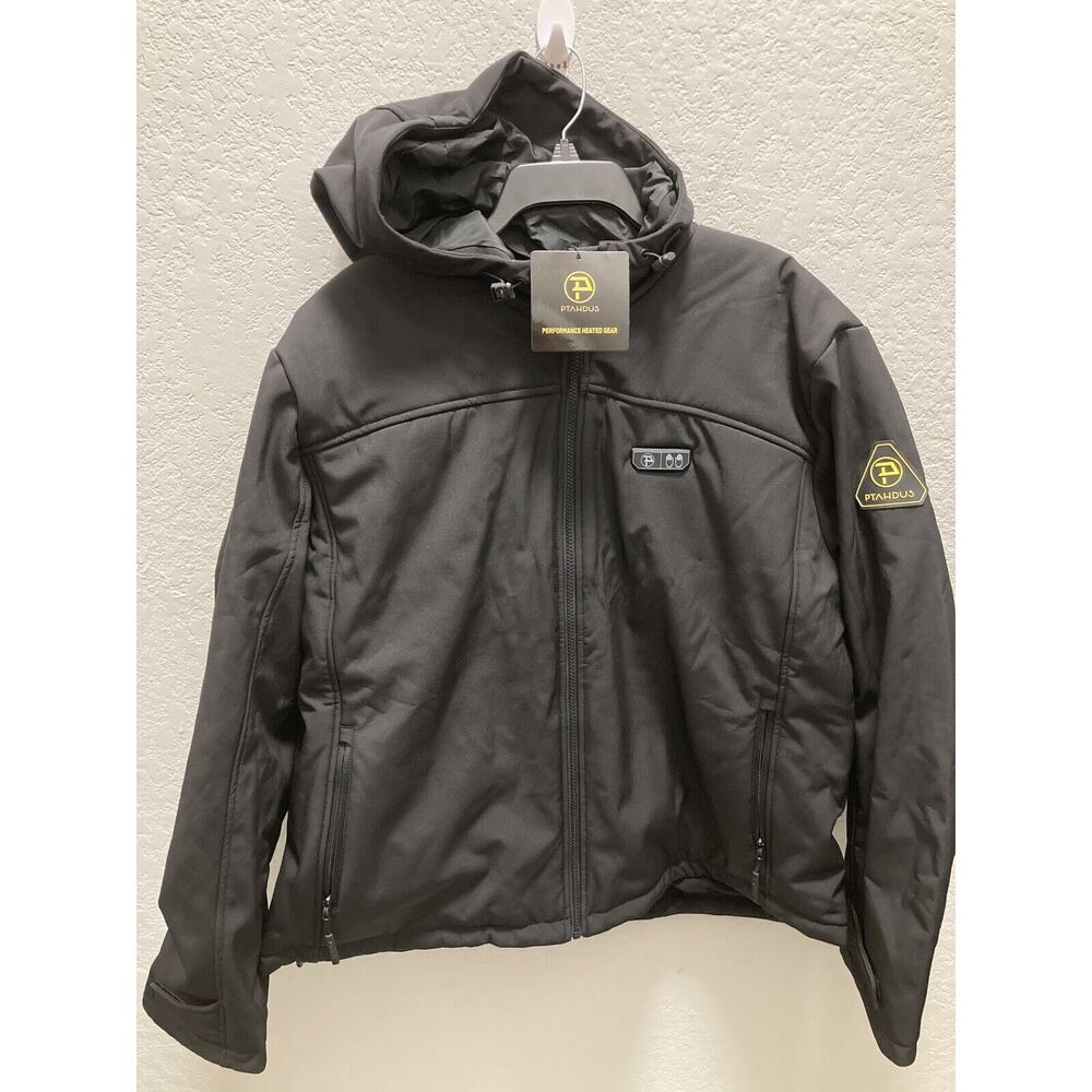 Ptahdus Heated Jacket Women XXL Black Hooded Full Zip Fleece Lined - No Battery